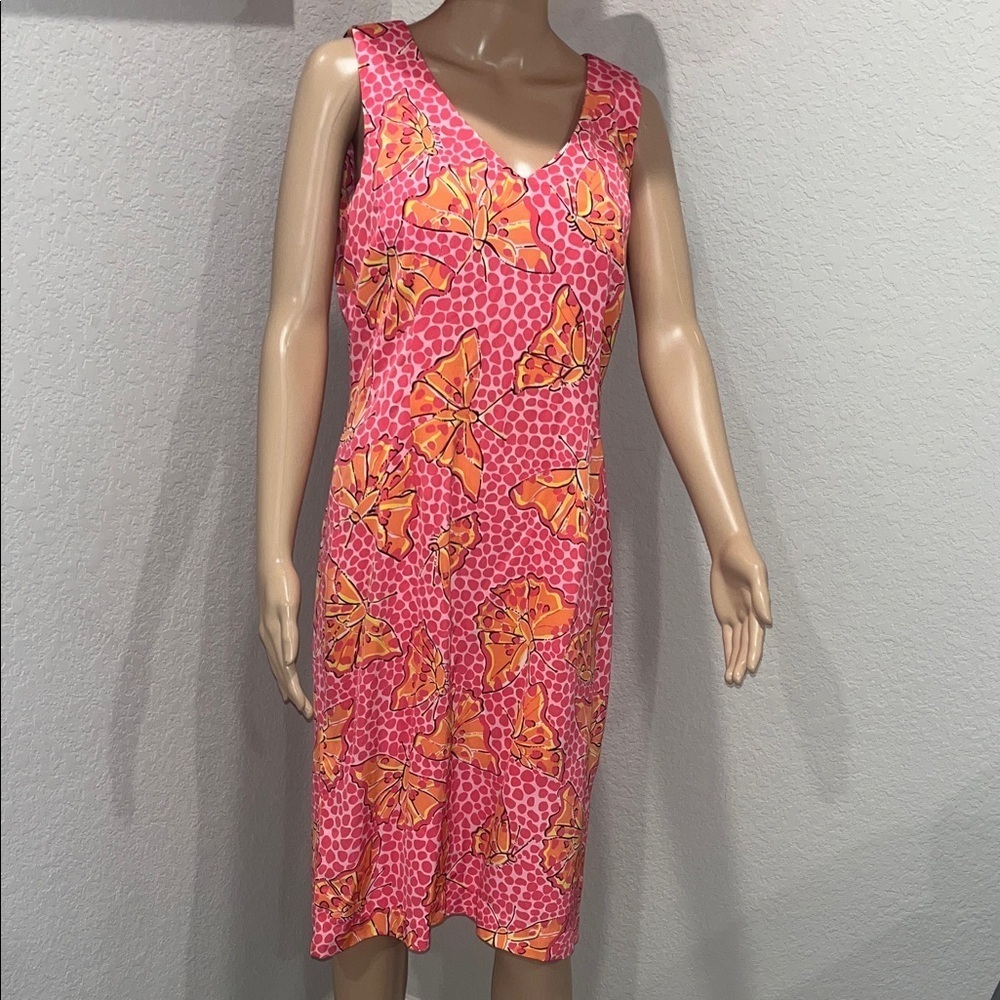 Vintage Lilly Pulitzer Pink and Orange Butterfly Print Dress